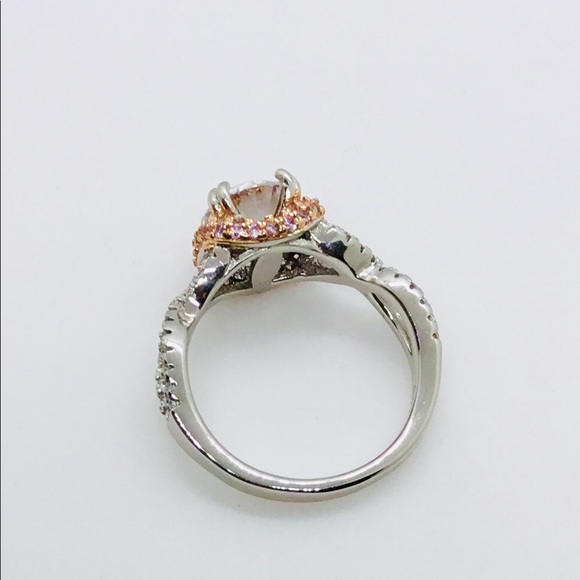 Ladies Twisted Two Tone Cubic Zirconia Ring - Picture 3 of 3